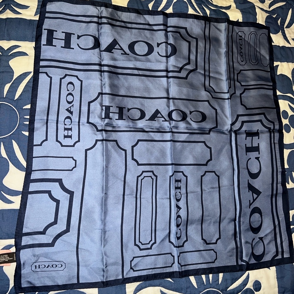 Coach Blue Geometric Logo Scarf